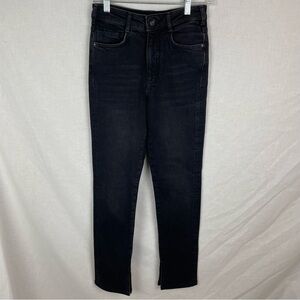 Anthropologie Pilcro Split Hem Straight Leg Black Jeans 26